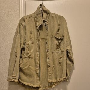 Distressed Tan Shacket
